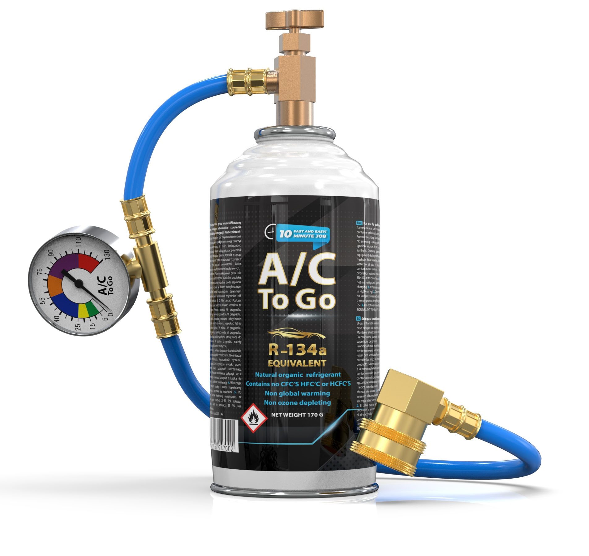 Kit de remplissage de climatisation pour véhicules R134a