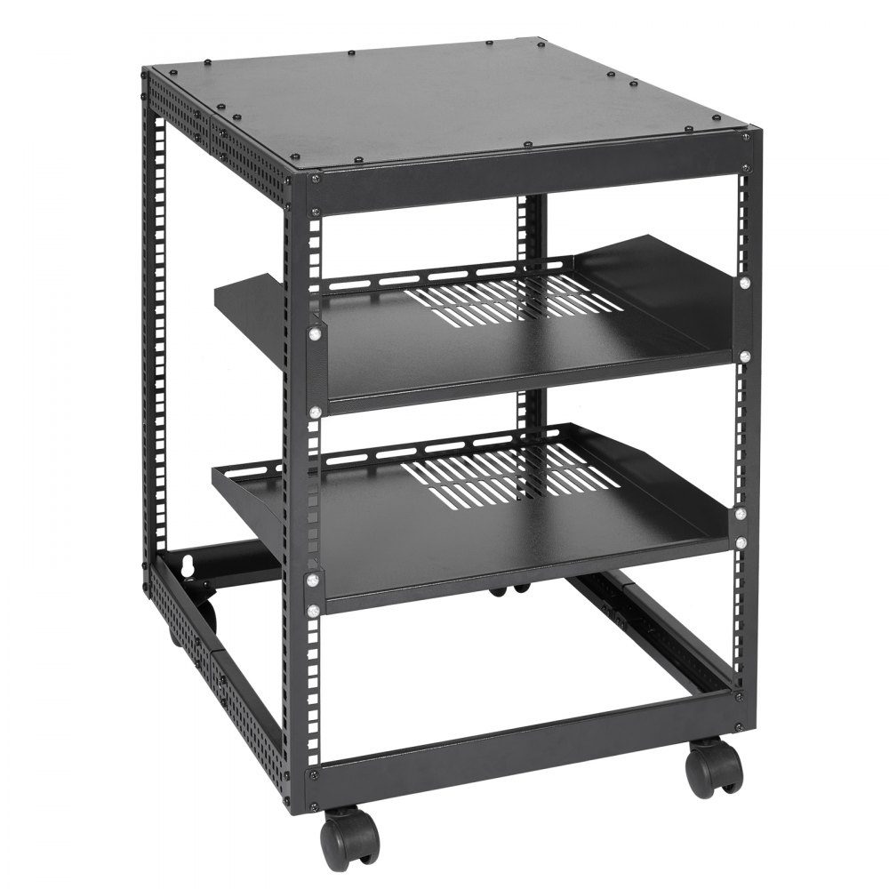 12U Open Frame Server Rack 23-40" Adjustable Depth Freestanding/Wall Mounted Network Server Rack 4 Post AV Rack with Wheels for all your Network IT Equipment AV Equipment