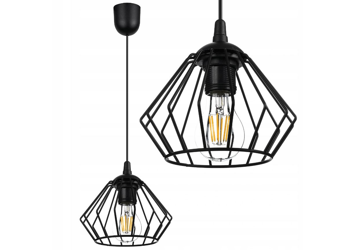 10x ceiling lamp hanging light black metal wire vintage industrial retro