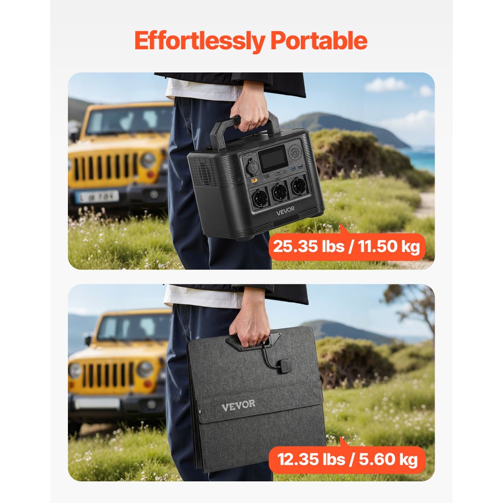 Tragbares VEVOE-Kraftwerk mit 200-W-Solarpanel, 1200-W-Solargenerator, 806-Wh-LiFePO4-Batterie-Backup und 9 Ausgängen, Backup-Generator für Notfälle zu Hause, Camping und Reisen mit dem Wohnmobil Tragbares VEVOE-Kraftwerk mit 200-W-Solarpanel, 1200-W-Solargenerator, 806-Wh-LiFePO4-Batterie-Backup und 9 Ausgängen, Backup-Generator für Notfälle zu Hause, Camping und Reisen mit dem Wohnmobil
