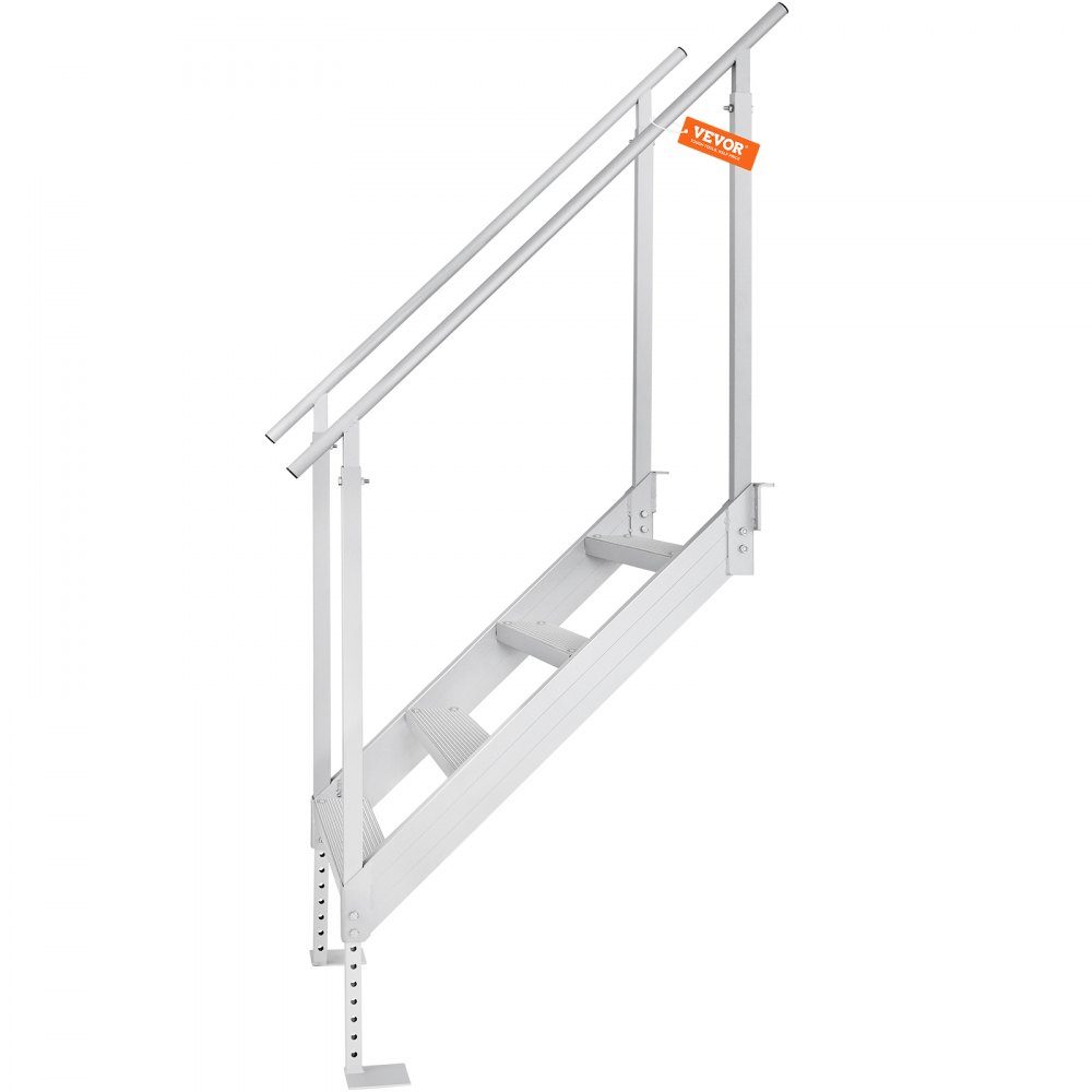 4-stufige Badeleiter mit zwei Handläufen, Bootsleiter, 800 x 1850 x 1750 mm, Poolleiter aus Aluminiumlegierung, Treppenleiter, 250 kg Tragkraft, 55 x 10 cm Pedale, ideal für Häfen, Bootsschwimmbäder