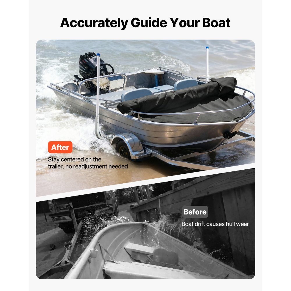 Bootsanhängerführung 775 mm / 1205 mm, 0–10 cm verstellbare Breite, Anhängerführung aus hochfestem Stahl mit PVC-Rohren, geeignet für Skiboote, kompakte Fischerboote, kleine Segelboote
