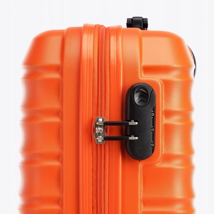 Premium suitcase travel suitcase on-board suitcase with ribs ABS plastic 34l orange