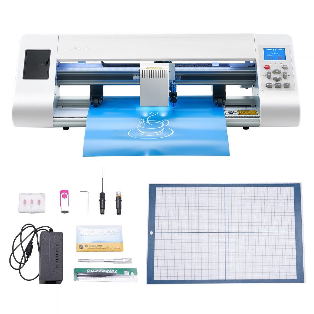 Vinyl cutter (33cm cutting size) with automatic edge detection & design software & materials, compatible with SVG/EPS/PLT, for custom craft card stickers