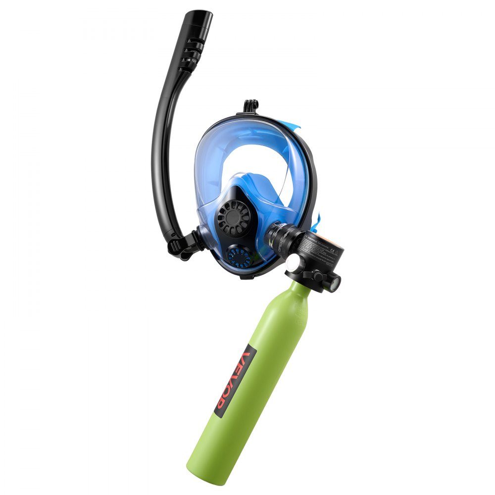 Mini-Tauchflasche 0,5 l, tragbare Lungenflasche für Unterwasseratmung, wiederverwendbare Sauerstoffflasche für bis zu 10 Minuten Tauchzeit, Tauchausrüstung mit Maske und Pumpe