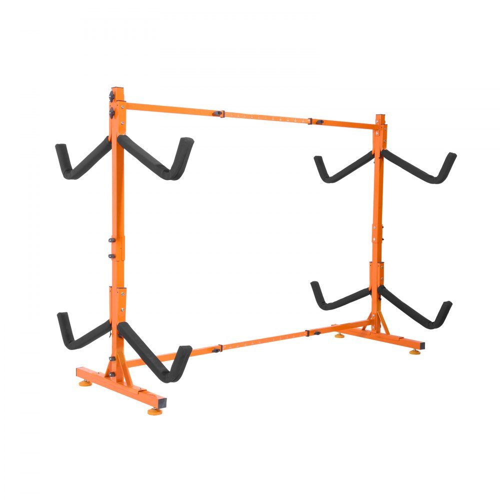 Kayak Holder, Kayak Hanger 1260 x 1070 x 1375mm, Freestanding Kayak Stand 4 Kayaks 1230-1825mm Width Adjustment Range, Kayak Storage Rack, Heavy Duty Kayak Storage Hooks