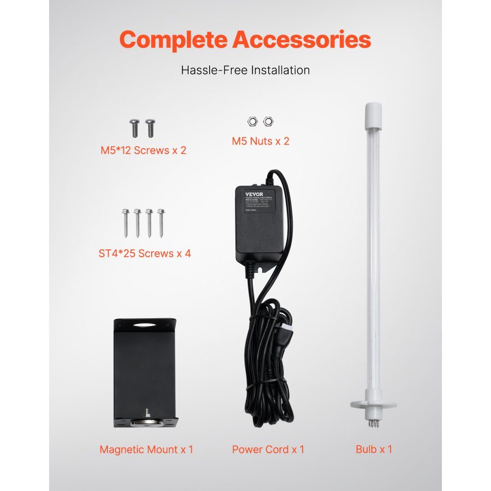 HVAC-luchtreiniger, 18 W 254nm UV UVC-lichtspoelreiniger met magneet in kanaal voor AC-kanalen (airconditioners), luchtwasser met 1 reservelamp, HVAC UV-lampen, luchtreiniger voor airconditioners