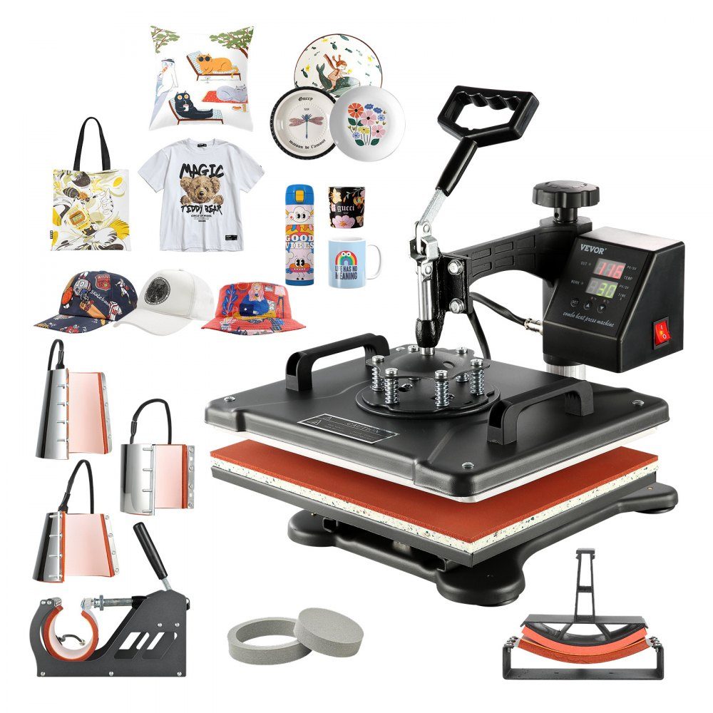 Heat Press 8 in 1 Heat Press Machine 38x30cm T-Shirt Press Machine Heat Press Machine DIY Heat Press with Digital LED Temperature