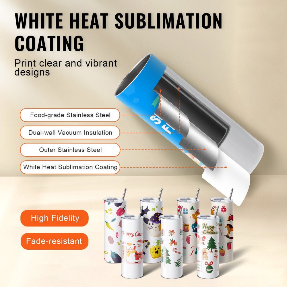 Mug Heat Press and Sublimation Mugs, Mug Press Set with 8 Blank 20oz Mugs, Mug Press for 12-22oz Mugs, with Heat Transfer Paper, Gloves and Tape