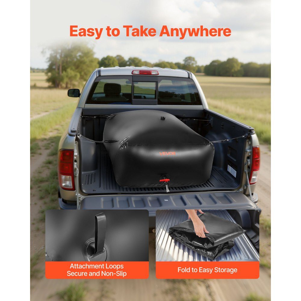 Vessie de stockage d'eau, sac d'eau 1000 L avec robinet, sac d'eau pliable et portable en PVC 1000D, stockage d'eau pour système d'irrigation, résistance à la sécheresse et aux catastrophes, noir