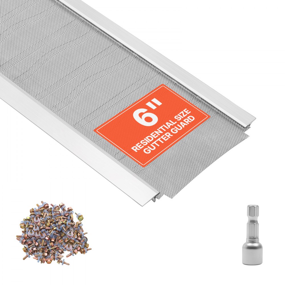 Pack of 12 gutter protection 152.4 mm, aluminum leaf catcher strips with stainless steel micro meshes, gutter leaf protection can be cut to size with a total length of 14.63 m, rain gutter grille including screws for houses carports