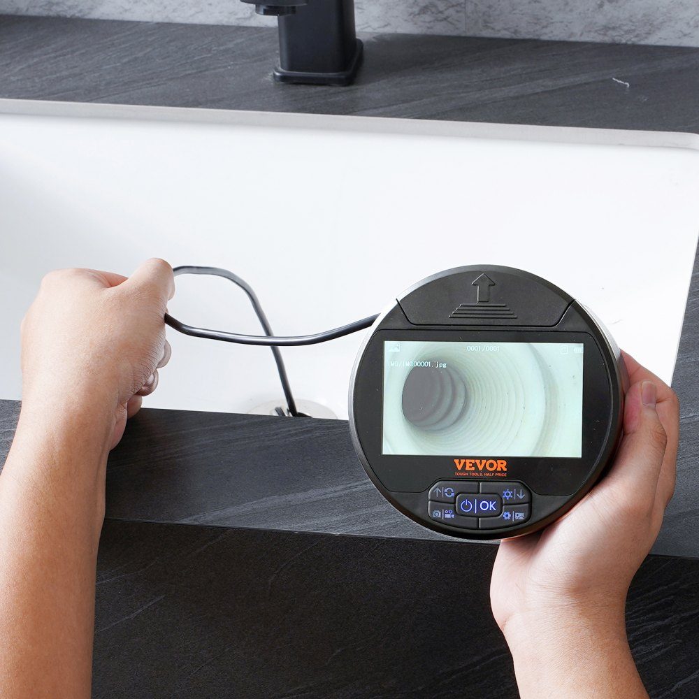 Endoskop-Endoskopkamera mit Dreifachobjektiv und Licht, Inspektionskamera mit 4,3-Zoll-IPS-Bildschirm mit 8+2 Lichtern, IP67 wasserdichte Snake-Scope-Kamera für Automobil, Sanitär (16,4 Fuß Kabel, 32 GB Karte)