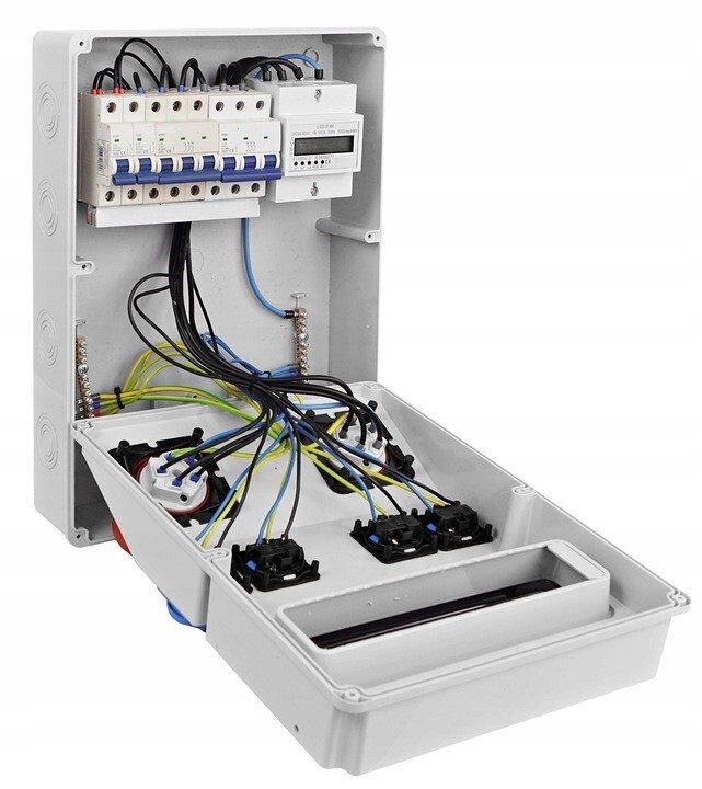Elektrischer Wandverteiler 2x 16A / 4x230V Komplettset Baustromverteiler mit digitalen Zählern