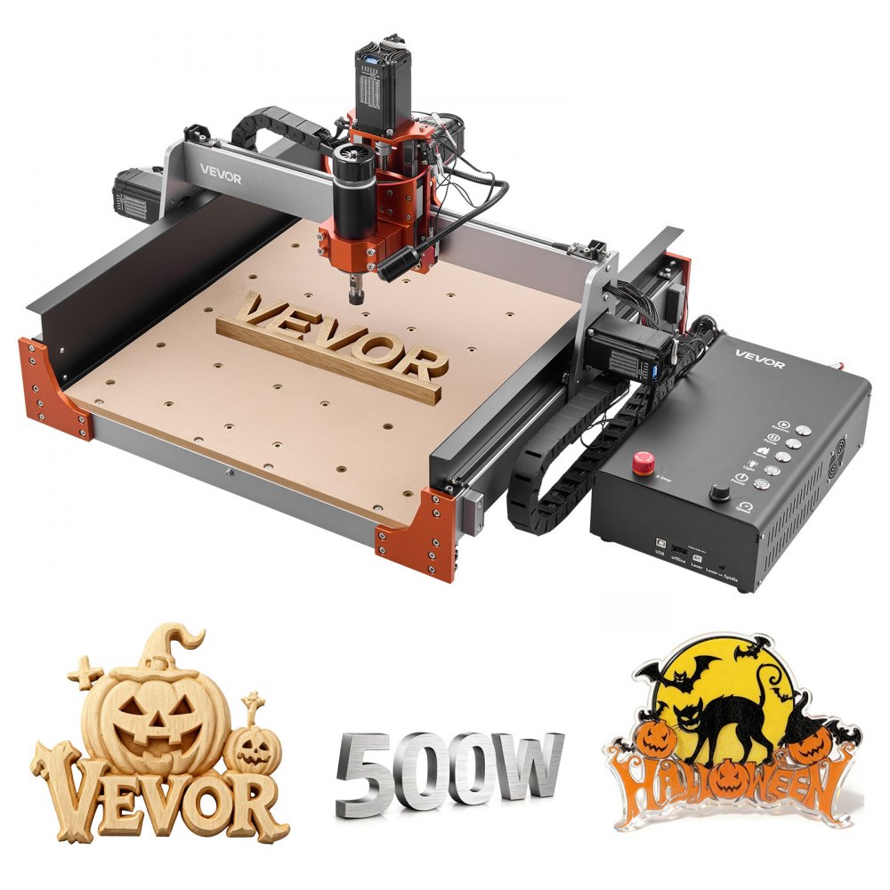 CNC-freesmachine, 500W spindel, 3-assige graveermachine met twee lineaire geleidingen en kogelomloopspindel, werkgebied van 400 x 400 x 95 mm, trimmer voor hout en acryl CNC-freesmachine, 500W spindel, 3-assige graveermachine met twee lineaire geleidingen en kogelomloopspindel, werkgebied van 400 x 400 x 95 mm, trimmer voor hout en acryl