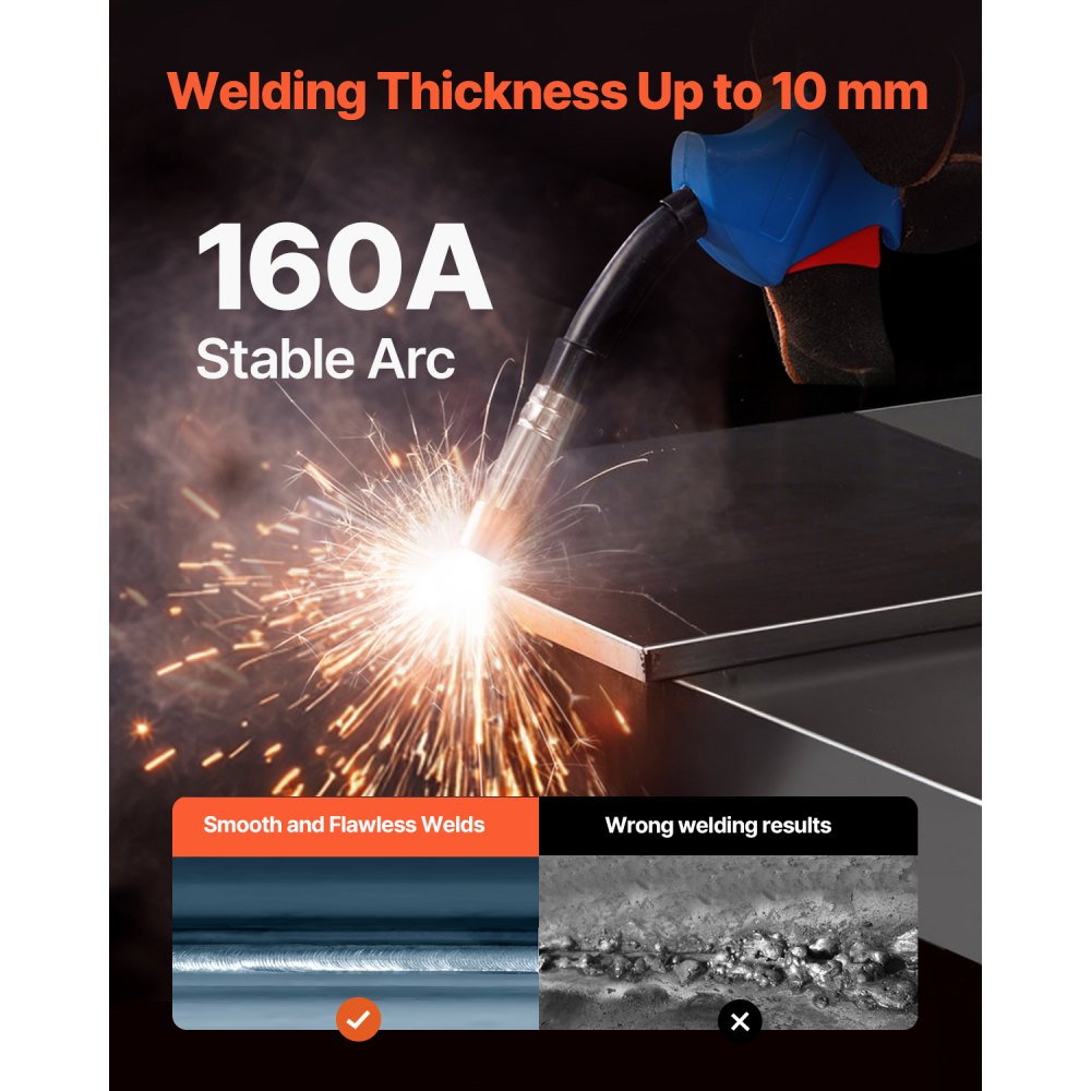 MIG-lasapparaat, 160A-lasapparaat, synergisch MIG-lasapparaat, 4-in-1 gas/MIG/MMA/Lift TIG-multiproceslasapparaat met IGBT-invertertechnologie en LCD-scherm