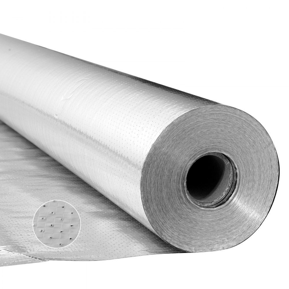 Isolierfolie, perforierter Stoff, reflektierende Folie, 0,15 mm, 122 cm x 38,1 m, doppelseitige Aluminiumfolie, Wärmedämmrolle für Fenster und Wohnmobildächer