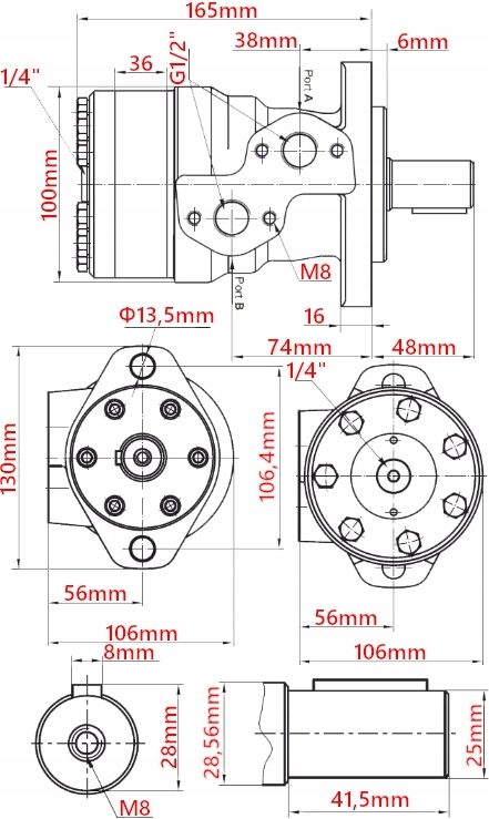 MOTEUR HYDRAULIQUE GR2 200cm3 + plaque de montage