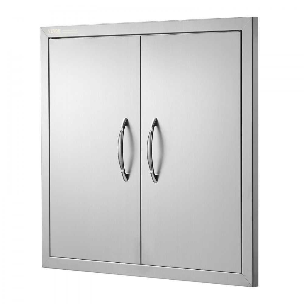 Grill Access Door 660x609mm Double Outdoor Kitchen Door Flush Mount Stainless Steel Door Vertical Wall Door with Handles for Grill Island Grill Station Outdoor Cabinet