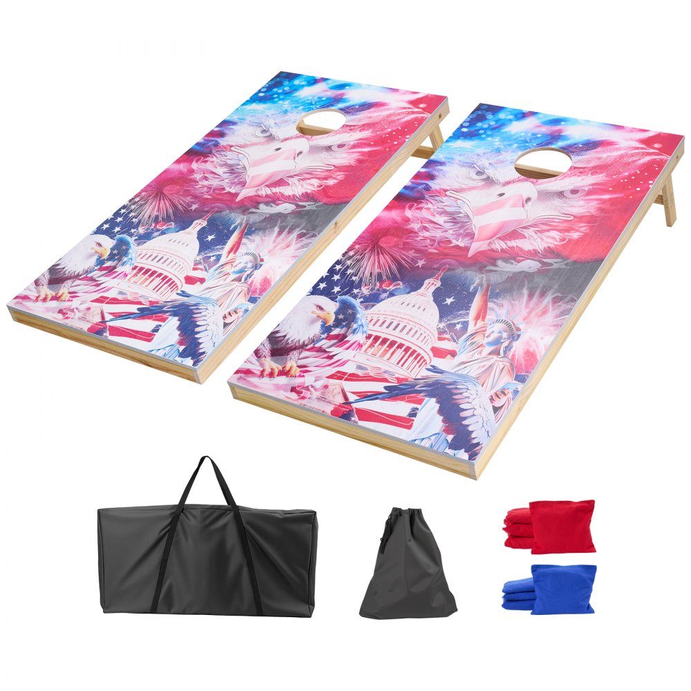 Cornhole-spelset (1255 x 600 x 302 mm), Cornhole-spelborden, draagbaar massief houten werpbord, Cornhole-spel voor volwassenen, inclusief 8 zitzakken en draagtas, voor tuin en achtertuin