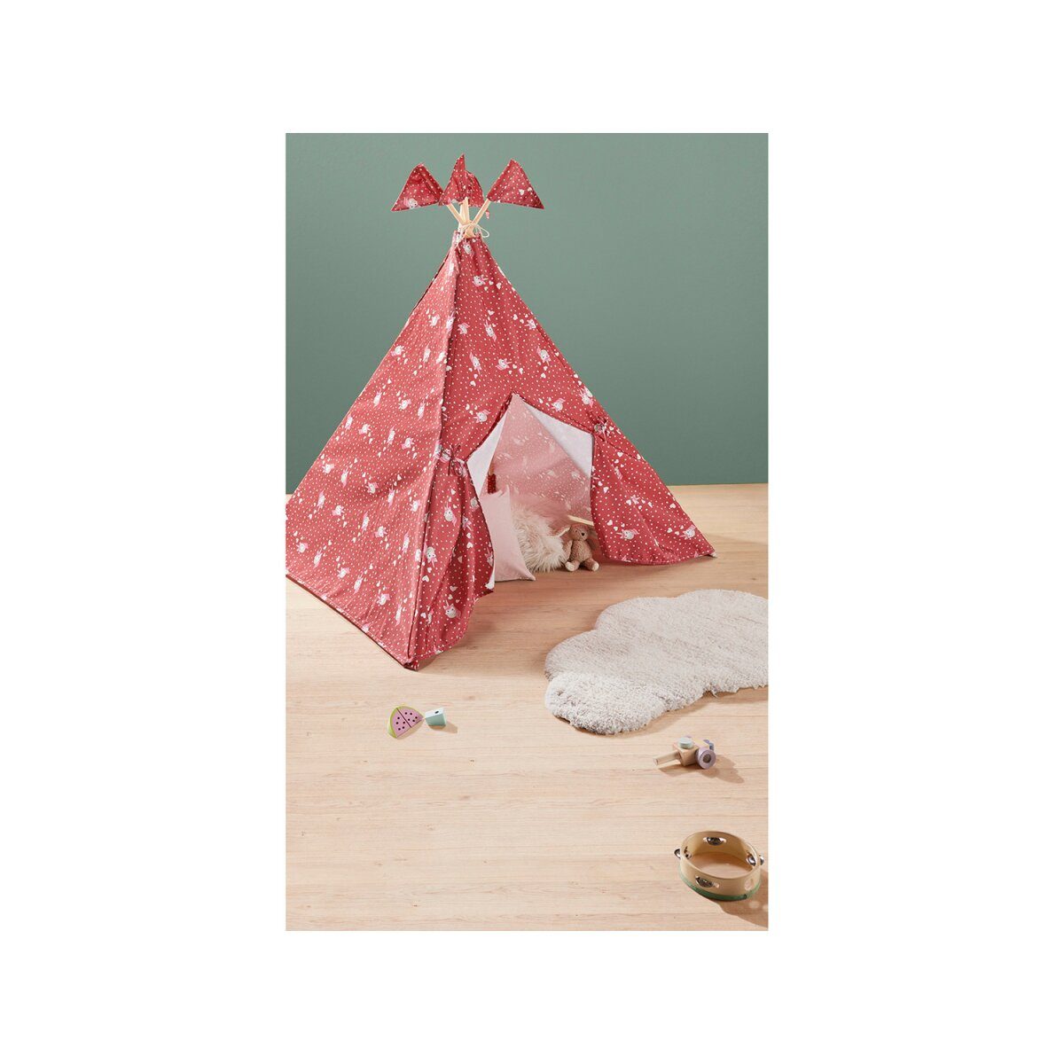 Tipi tente de jeu en bois lupilu®, avec coton
