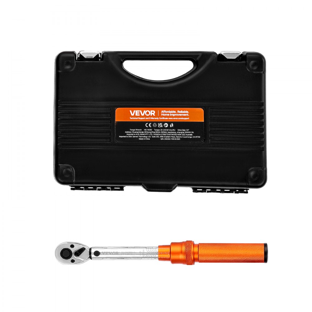Clé dynamométrique à clic 1/4" 2,3-27,1 Nm Clé dynamométrique bidirectionnelle avec barres d'extension et foret 72 dents ± 3 % haute précision pour réparation automobile Orange Clé dynamométrique à clic 1/4" 2,3-27,1 Nm Clé dynamométrique bidirectionnelle avec barres d'extension et foret 72 dents ± 3 % haute précision pour réparation automobile Orange
