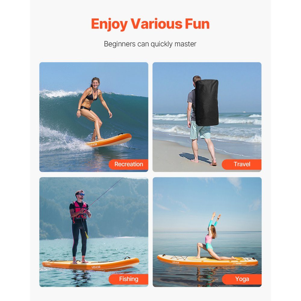 Inflatable Stand Up Paddle Board (12" x 33" x 6") Paddle Board Complete Set Including Pump, Paddle Fin Backpack, Ankle Leash Strap, Non-Slip Deck for Teens and Adults
