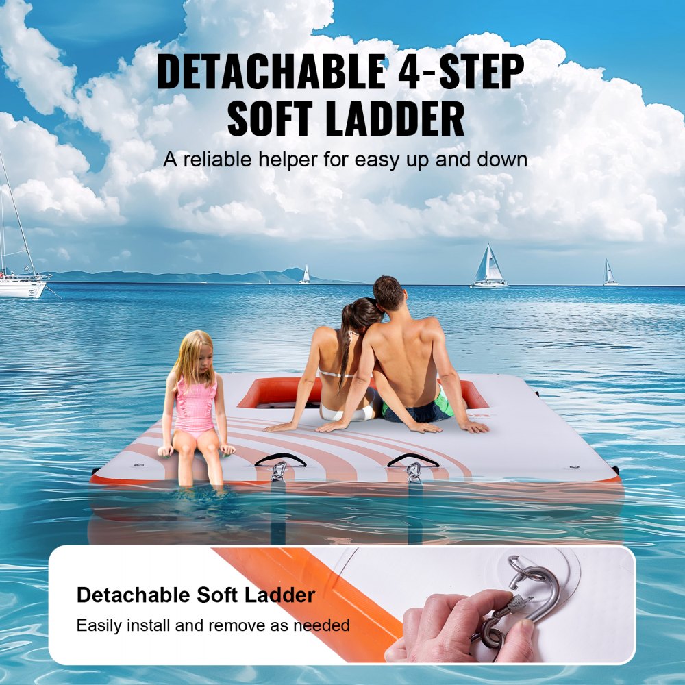 Aufblasbares Schwimmsteg, 4,57 x 1,98 m große Dockplattform mit 1,21 x 1,82 m großem Trampolinnetz, Pool-Wassermatte mit schwimmender Plattform und tragbarer Tasche und abnehmbarer Leiter zum Entspannen am Pool Aufblasbares Schwimmsteg, 4,57 x 1,98 m große Dockplattform mit 1,21 x 1,82 m großem Trampolinnetz, Pool-Wassermatte mit schwimmender Plattform und tragbarer Tasche und abnehmbarer Leiter zum Entspannen am Pool