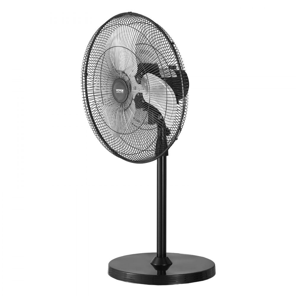 Industrial Pedestal Fan 570mm 90 Degree Oscillation Fan Height Adjustable Fans with 3 Adjustable Speeds Wind Machine for Workshop Warehouse Black