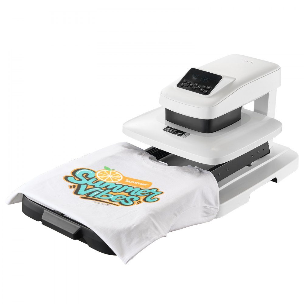 Presse à chaleur automatique (38 x 38 cm) Presse à t-shirt avec libération automatique et pression réglable Presse à chaleur à affichage numérique pour projets de transfert de chaleur en vinyle par sublimation Blanc