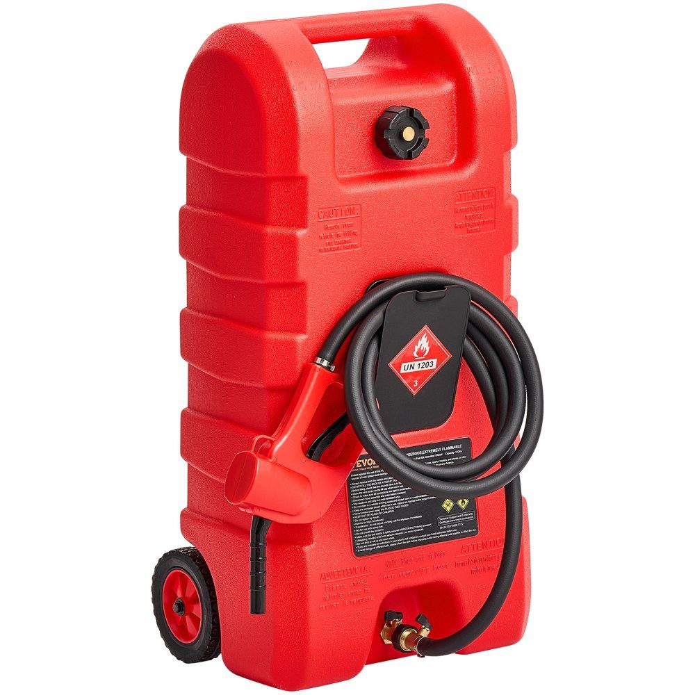 Bidon de carburant pour camion de carburant 56,78 L avec mode gravité et pompe manuelle, bidon d'essence, tuyau de livraison de 3 m et pompe manuelle, réservoir d'essence pour bateaux à moteur, VTT, essence et diesel