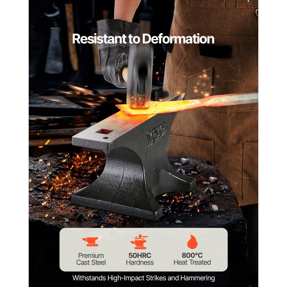 Single Horn Anvil, Cast Steel Anvil, 25kg Round Horn Anvil with High Hardness, Large Worktop and Stable Base, Metalworking Tool for Bending, Shaping and Twisting Metal