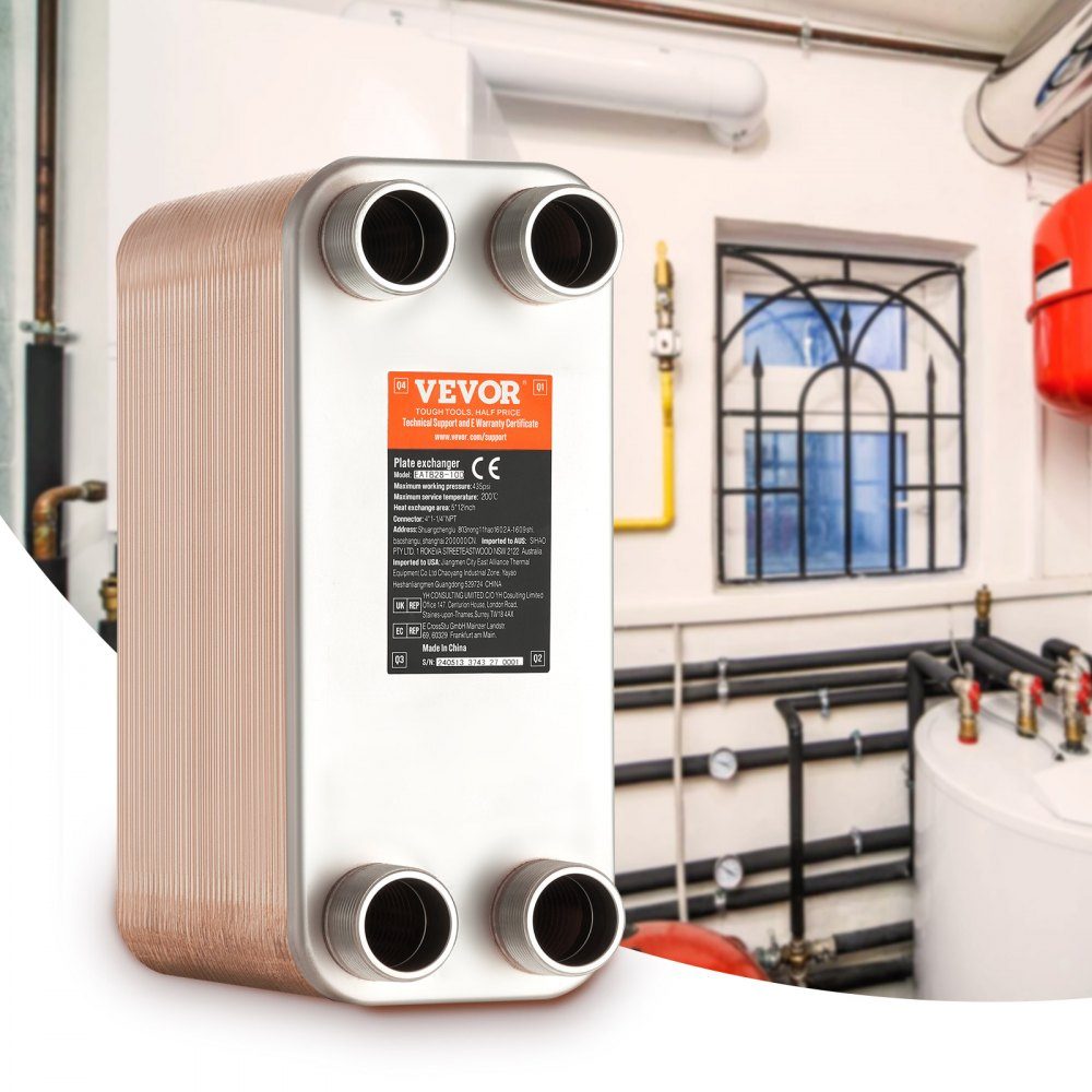 Échangeur de chaleur 127x305mm Échangeur de chaleur à plaques brasées à 80 plaques Cuivre/acier inoxydable 316L Échangeur de chaleur eau à eau pour chauffage par le sol Eau chaude Fonte de la neige Refroidissement de la bière