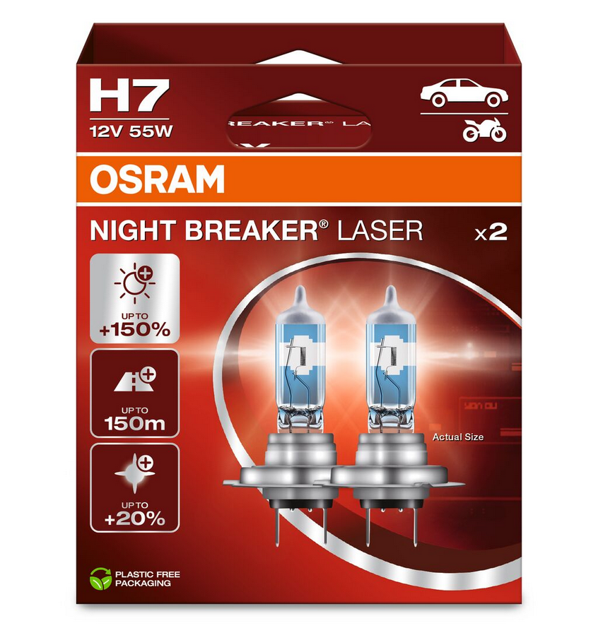 OSRAM H7 NIGHT BREAKER LASER +150 Halogène 2SZT – Réf. HT-47334