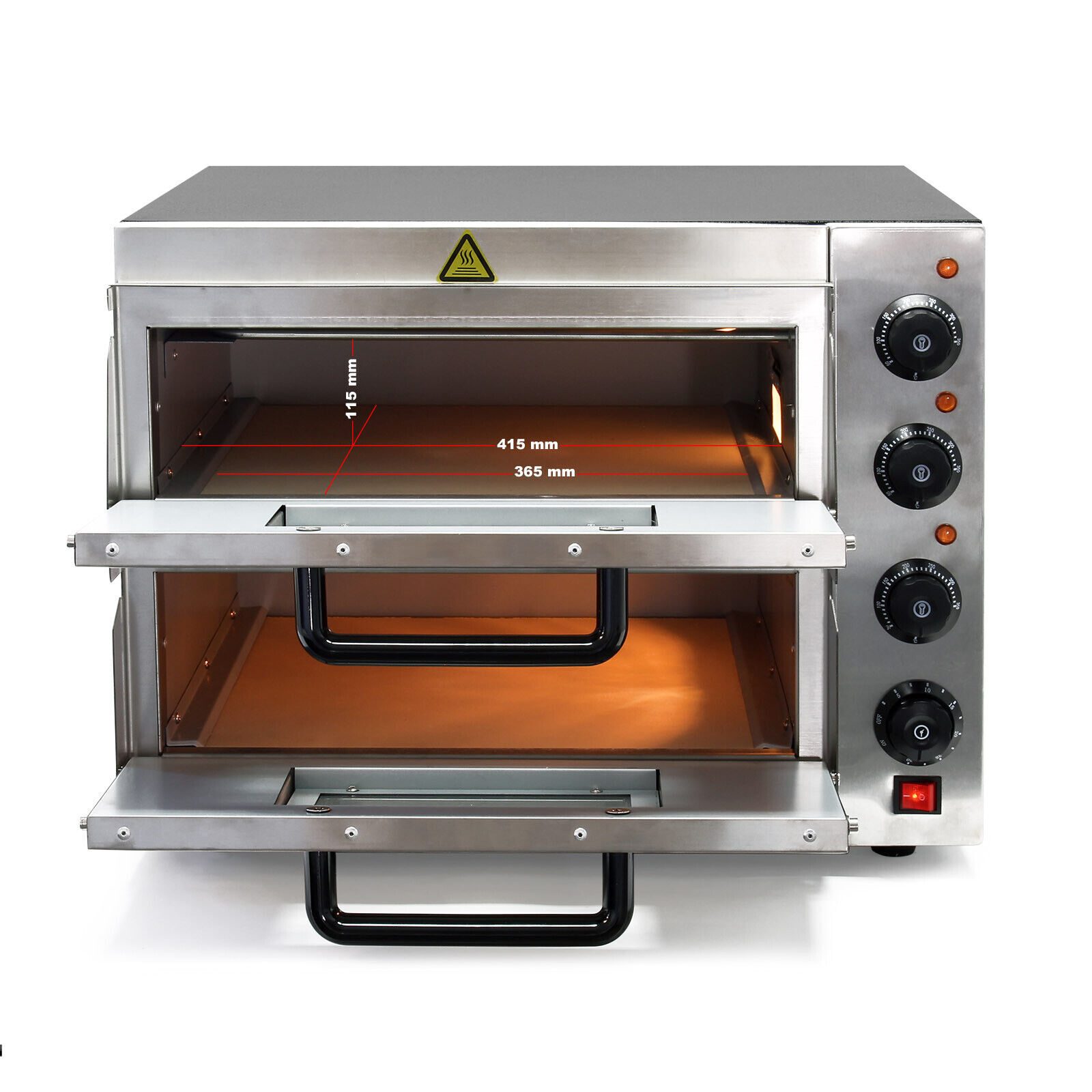 Four à pizza 3000W four 2 niveaux inox pierre à pizza four gastro brique Réf. ractaire