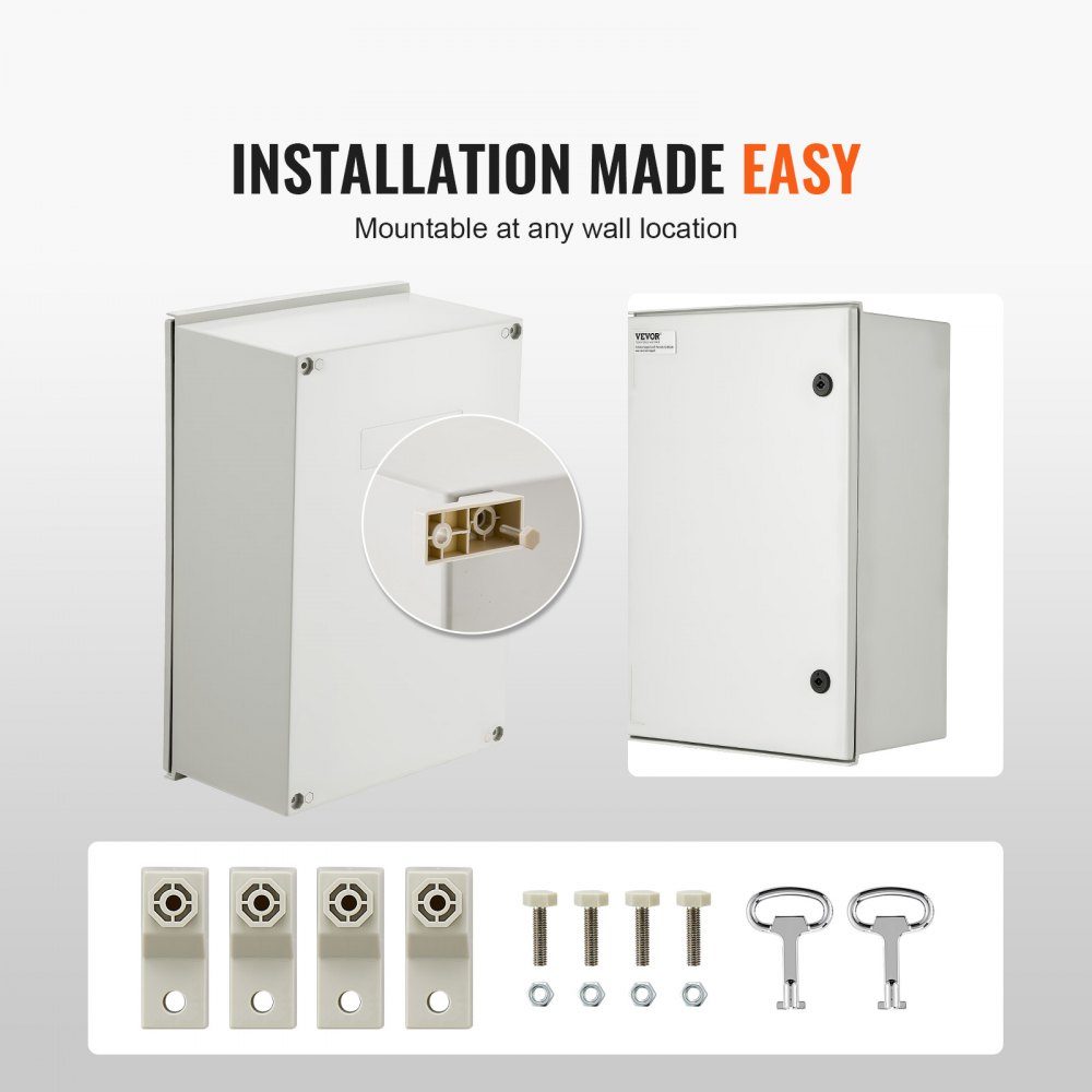 Schakelkast Stalen behuizing van NEMA, 600x400x230 mm, NEMA 4X glasvezel schakelkast, IP66 water- en stofdicht, elektrische aansluitdoos voor binnen en buiten, met montageplaat