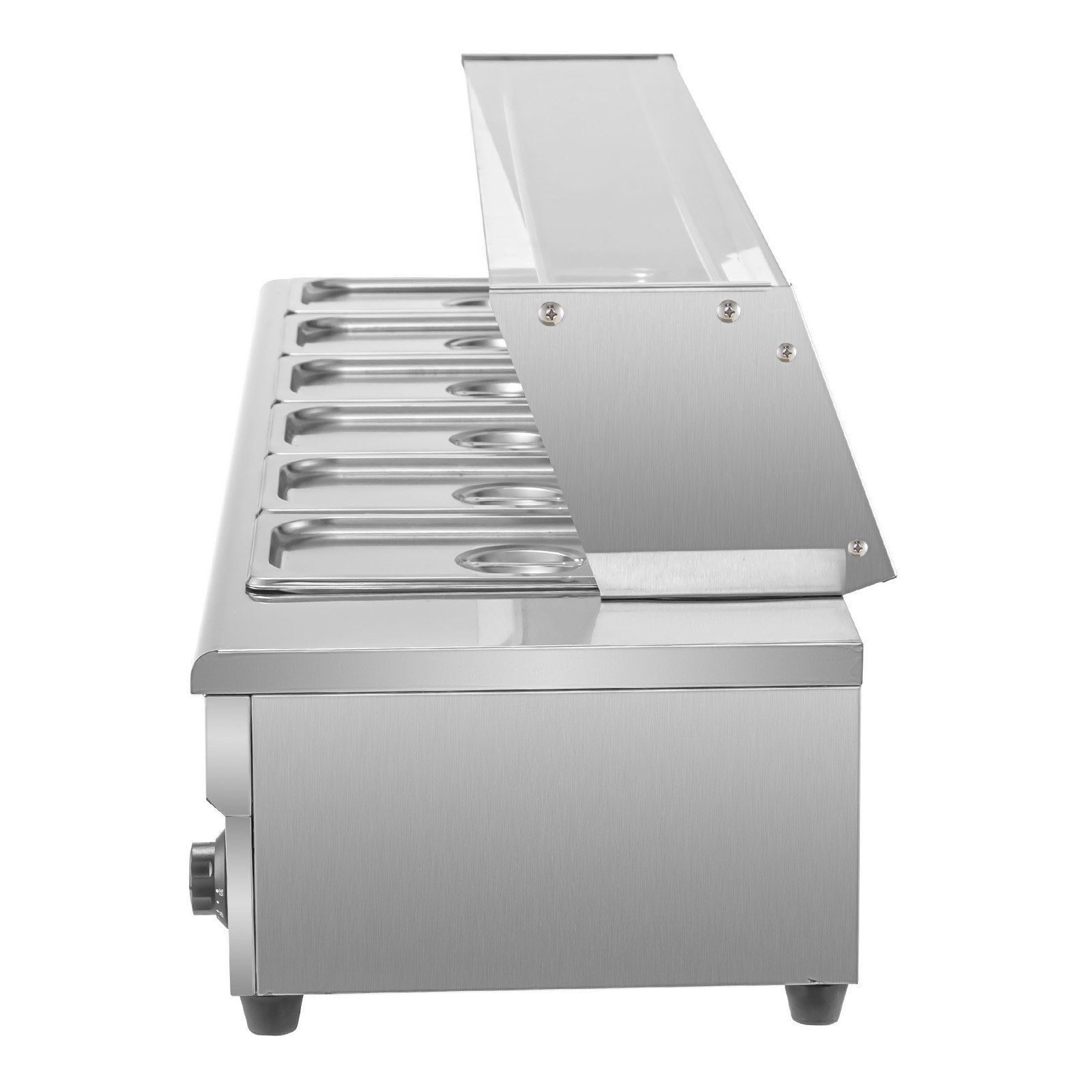 Pojemnik cateringowy ze stali nierdzewnej Podgrzewacz do potraw o mocy 1500 W 6 patelni Pojemnik do podgrzewania potraw Naczynie do podgrzewania potraw ze szklaną pokrywą Pudełko do podgrzewania Podgrzewacz stołowy