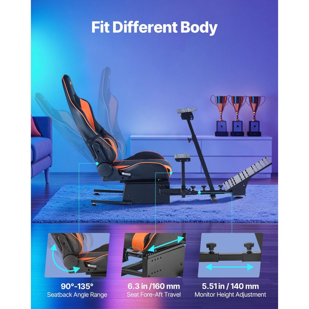Lenkradständer, Rennradständer, Simulator-Cockpit, passend für Logitech G25, G27, G29, G920, G923, Thrustmaster T300RS, TX F458, T500RS, T3PA-PRO (F1/GT) und CSR-Pedale