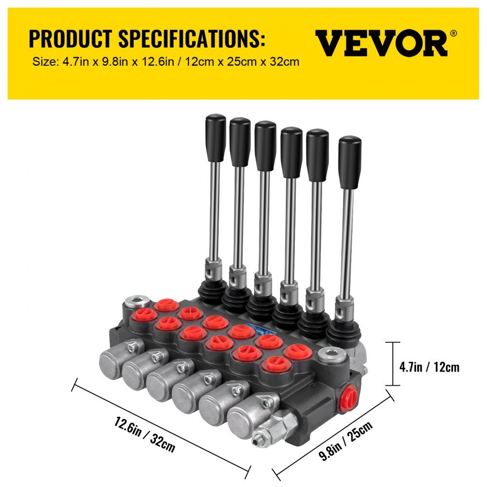 Hydraulic directional control valve, 6 spool hydraulic spool valve, 11 GPM hydraulic loader valve, 3600 PSI directional control valve, hydraulic valves and controls for tractors, loader tanks