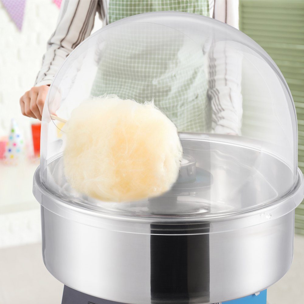Elektrische suikerspinmachine, 1000 W suikerspinmachine, commerciële suikerspinmachine met deksel, roestvrijstalen kom en suikerlepel, perfect voor familiebijeenkomsten, feesten (blauw)