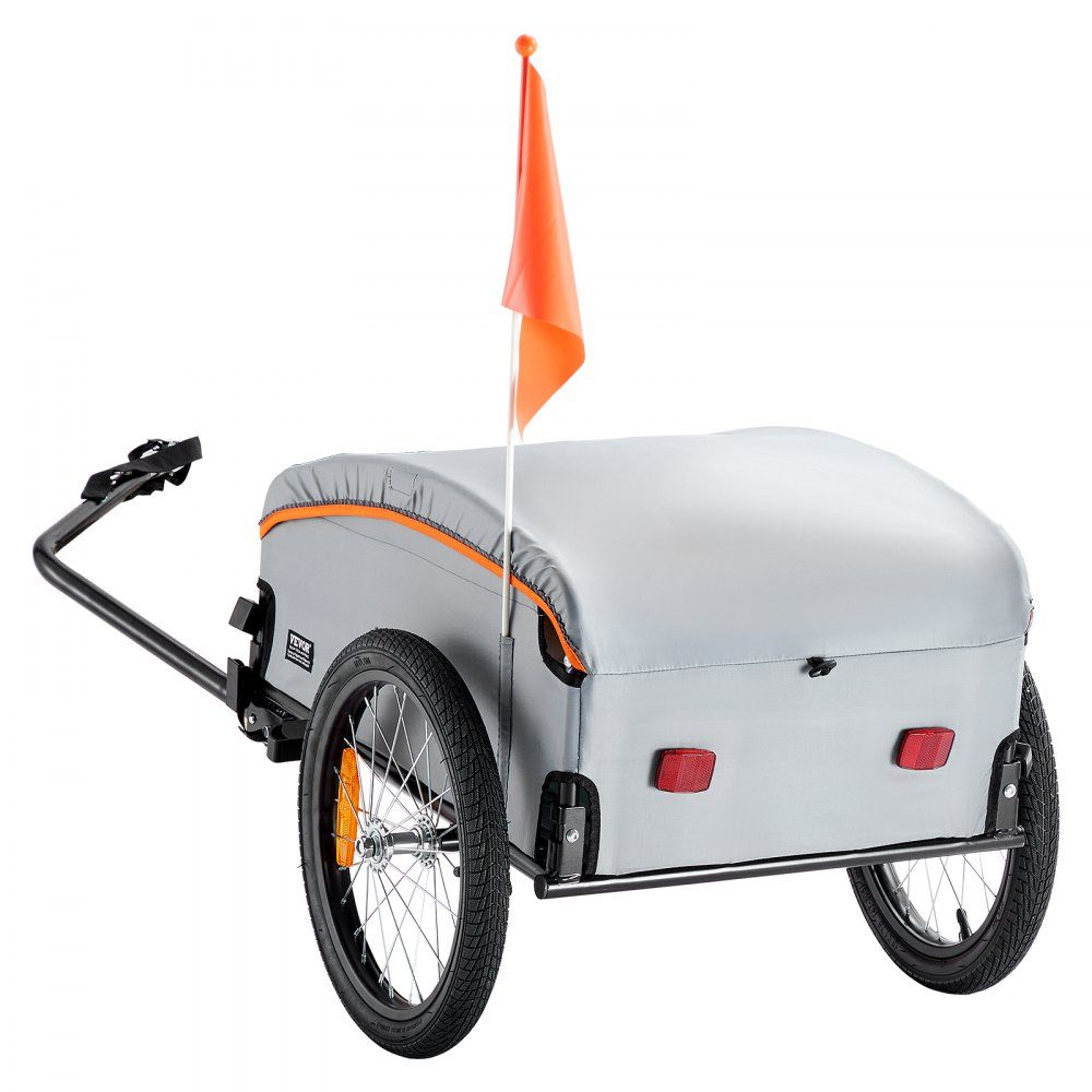 Remorque à vélo 45 kg, remorque cargo 1350 x 630 x 525 mm, remorque de transport, remorque cargo pliable pour vélo, espace de rangement compact avec attelage universel, pour faire du shopping, camper et pique-niquer