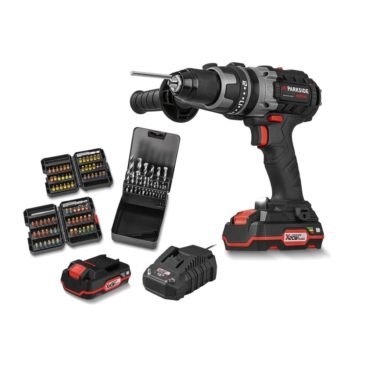 PARKSIDE PERFORMANCE Kit de démarrage pour perceuse à percussion sans fil 20 V « PSBSAP 20-Li B2 », avec jeu d'accessoires de 97 pièces