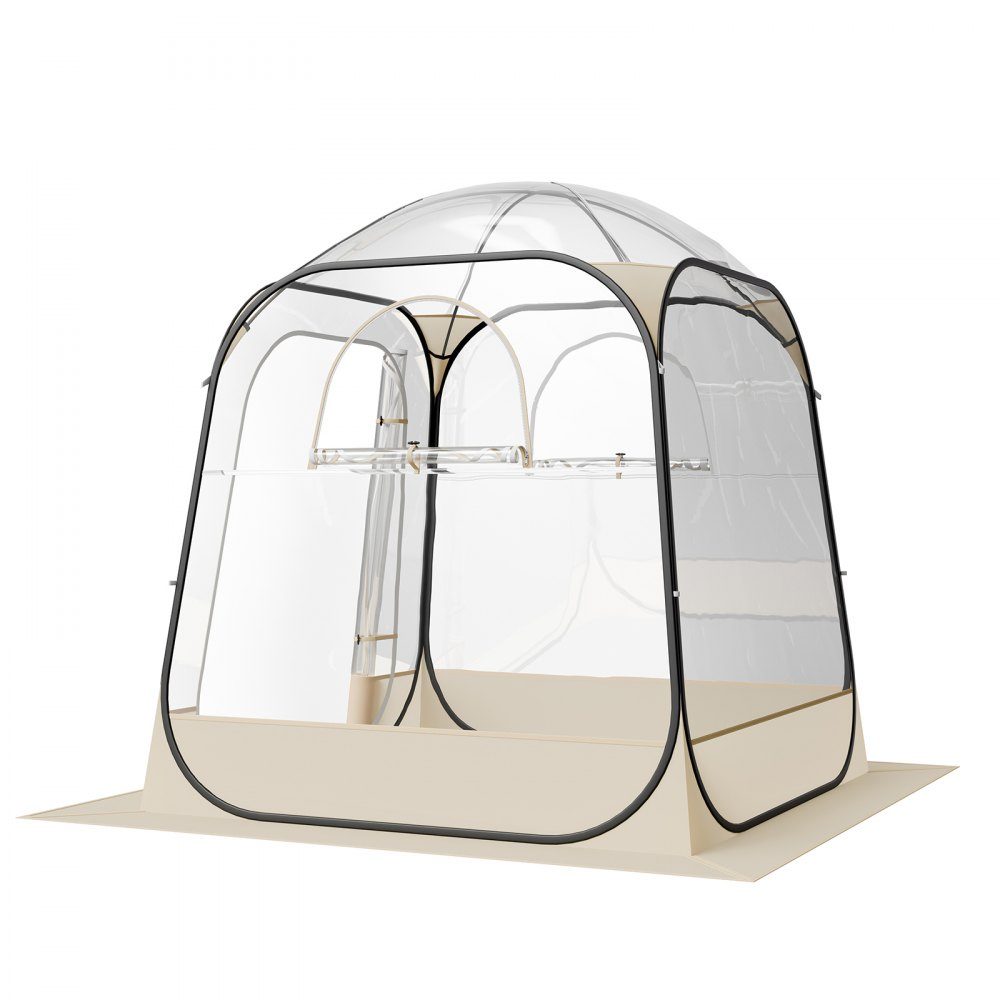 Tente transparente 160 x 160 x 182 cm Tente pop-up pour 2 à 4 personnes Tente de sport avec tapis de sol et couverture supérieure Tente à bulles extérieure Abri de camping pour événements Pêche Acclamations