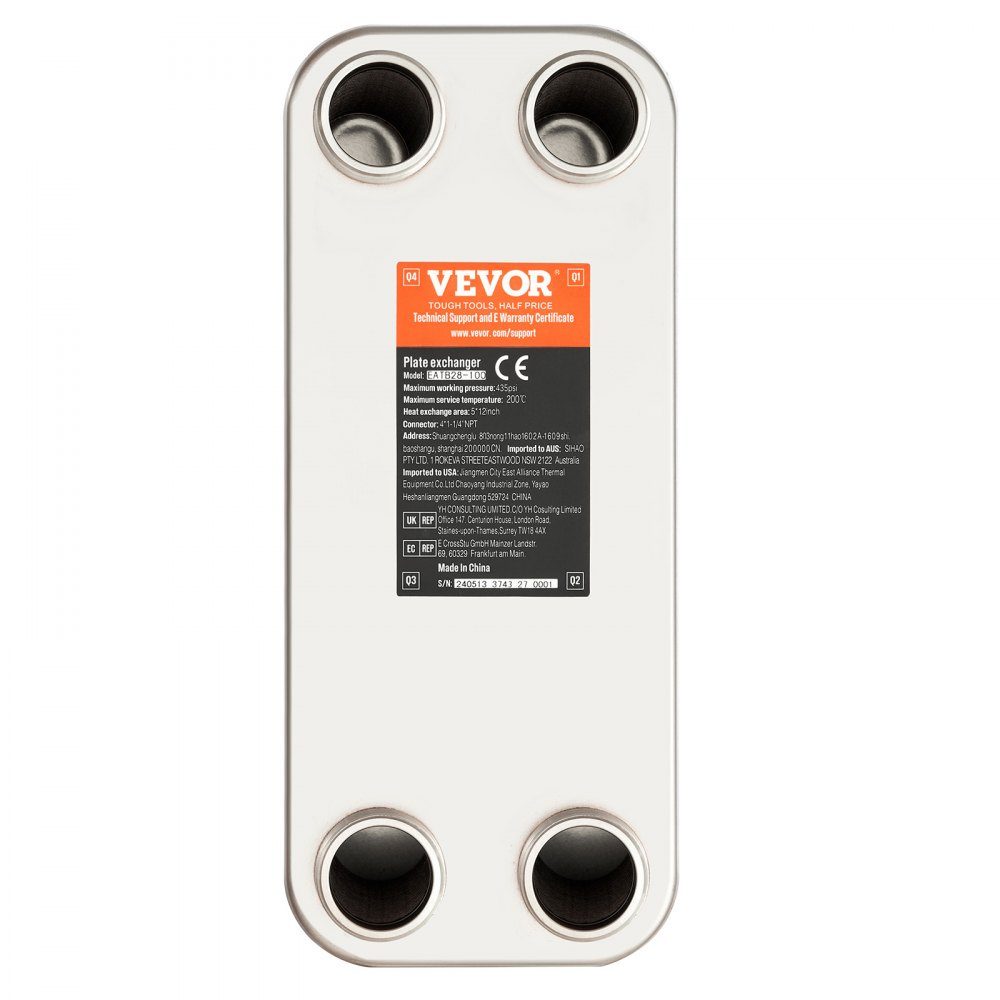 Échangeur de chaleur 127x305mm Échangeur de chaleur à plaques brasées à 80 plaques Cuivre/acier inoxydable 316L Échangeur de chaleur eau à eau pour chauffage par le sol Eau chaude Fonte de la neige Refroidissement de la bière