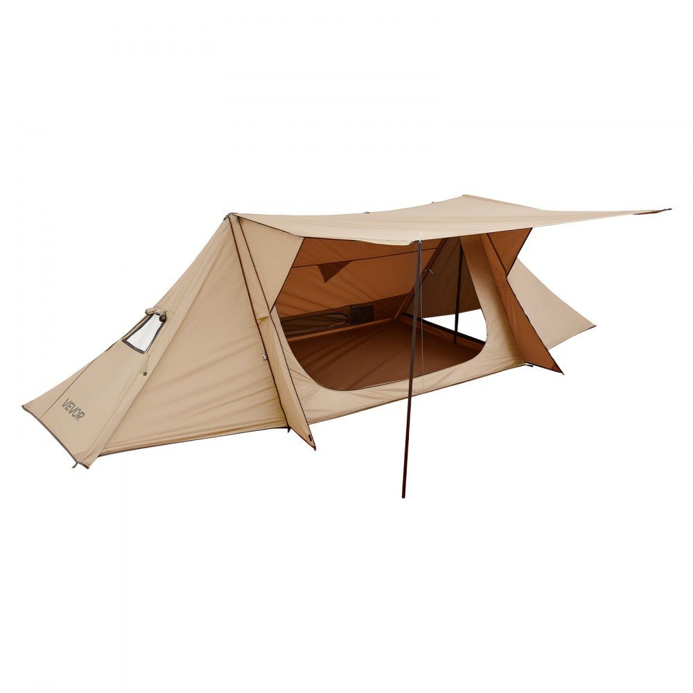 Tente de camping, tente Bushcraft légère avec ouverture de poêle et 2 poteaux de bâche, tentes d'hiver, tentes portables 4 saisons pour 2 personnes pour la randonnée, la pêche, la chasse et la randonnée