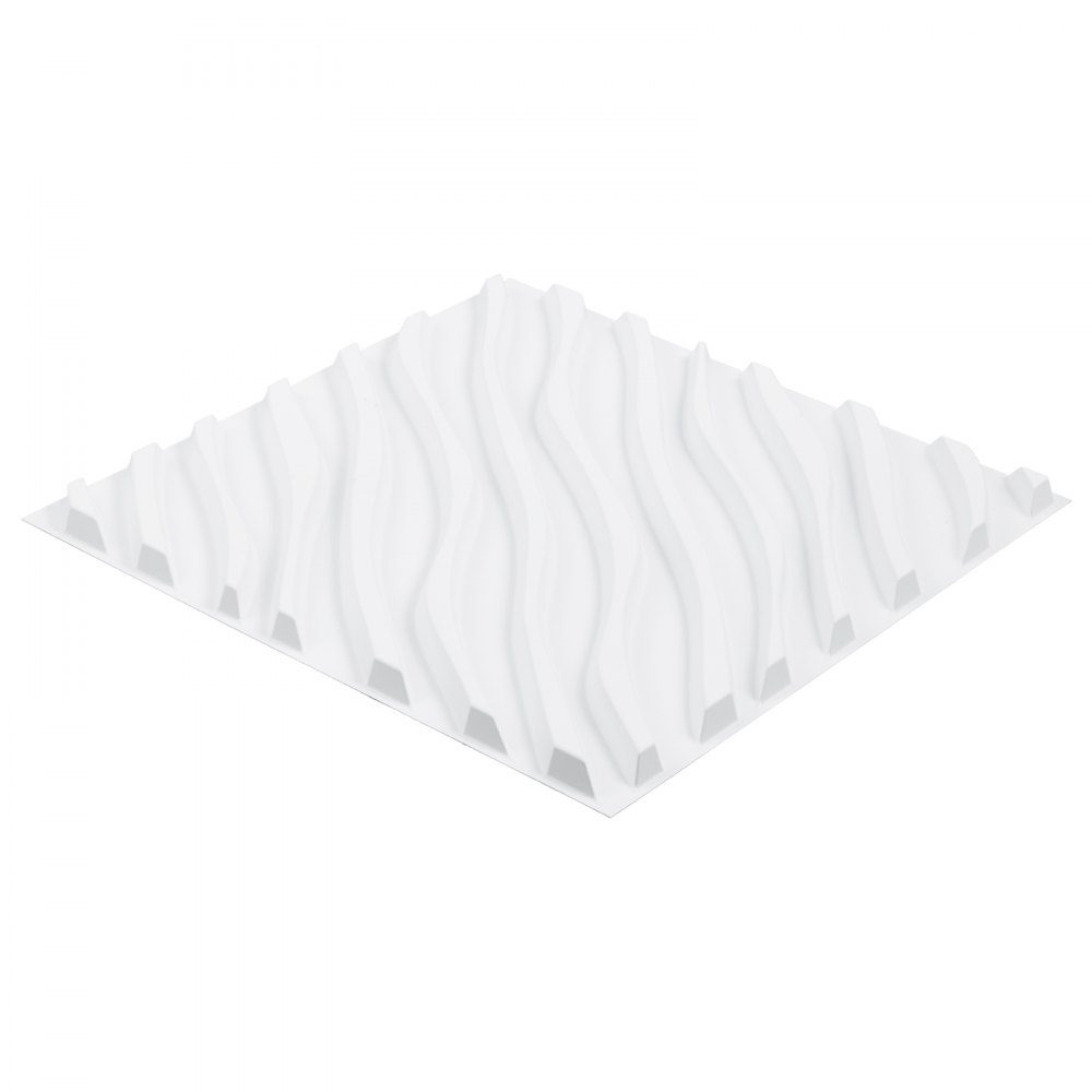 Lot de 12 panneaux muraux 3D en PVC 50 x 50 cm - Panneaux muraux minimalistes modernes - 2,97 m² - Design d'intérieur pour chambre à coucher, salon, salle de jeux - Blanc mat
