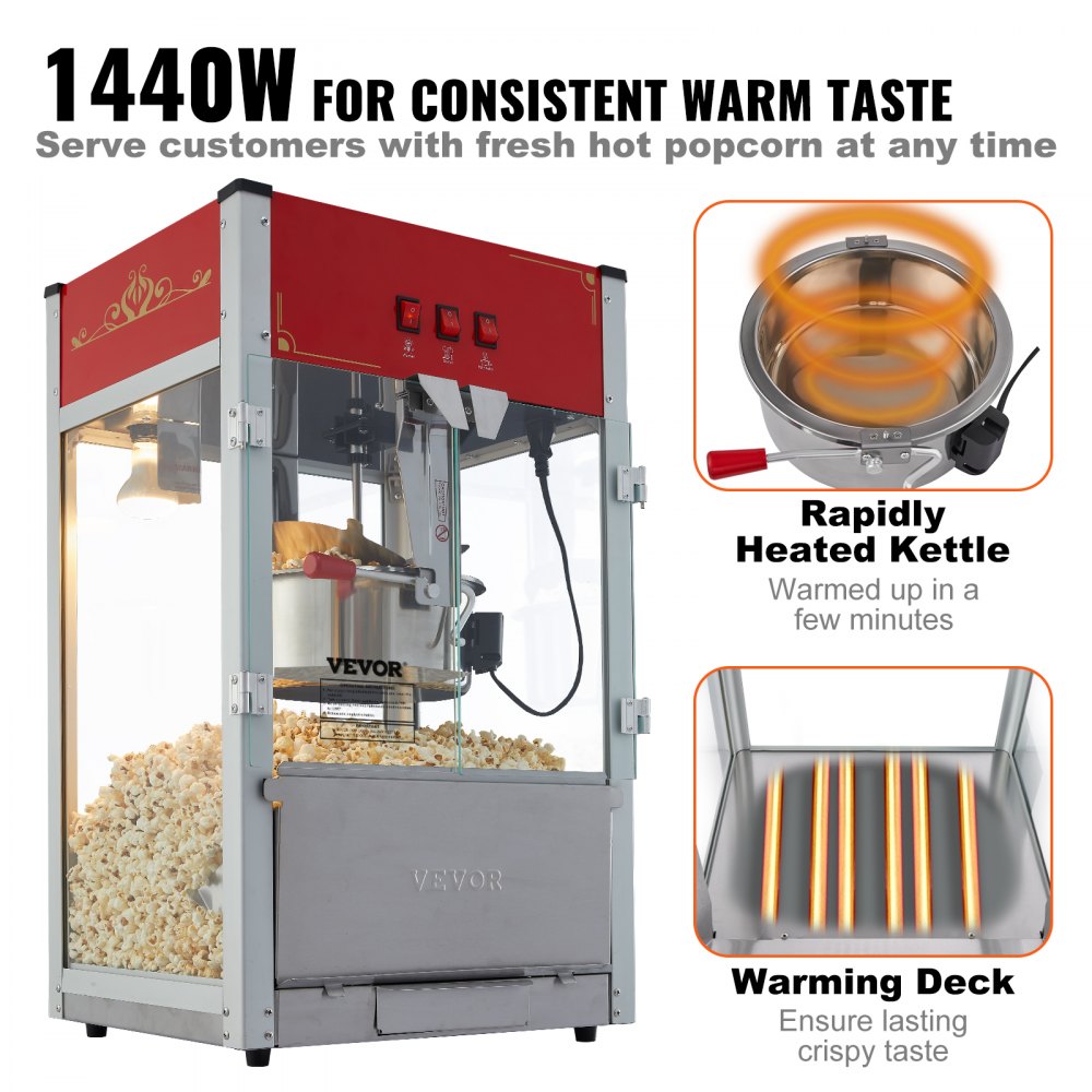 Popcornmachine Popcornmachine Popcornmachine 1440W popcornmachine, 12oz waterkoker voor 80 kopjes per lading, popcornmachine op aanrecht met gehard glas, 3 roestvrijstalen scoops Cinema Popcornmachine Popcornmachine Popcornmachine 1440W popcornmachine, 12oz waterkoker voor 80 kopjes per lading, popcornmachine op aanrecht met gehard glas, 3 roestvrijstalen scoops Cinema