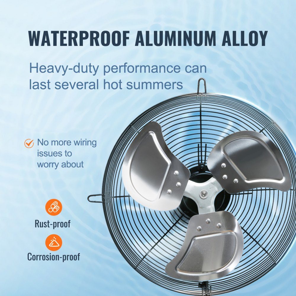 Exhaust Fan 406mm 1400RPM 1506CFM Aluminum Wall Fan with AC Motor Ventilation and Cooling for Greenhouse Garage Shed Shop – Part No. HT-22746