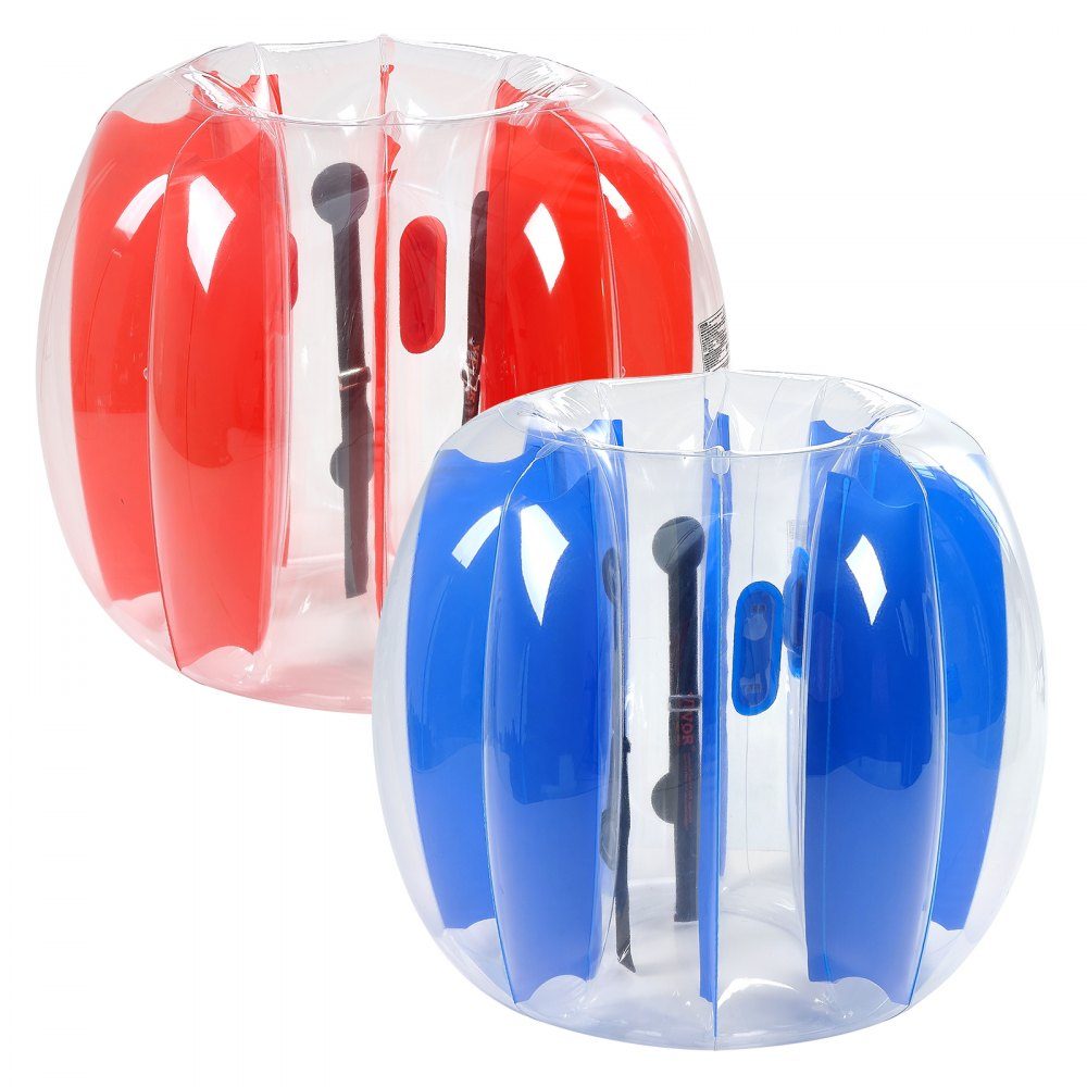Inflatable Bumper Ball (2 Pack) 1.2m Heavy Duty 0.5mm Thick PVC Bubble Knocker Collision Ball for Outdoor Sports Team Games Park Toy (Red + Blue Stripes)