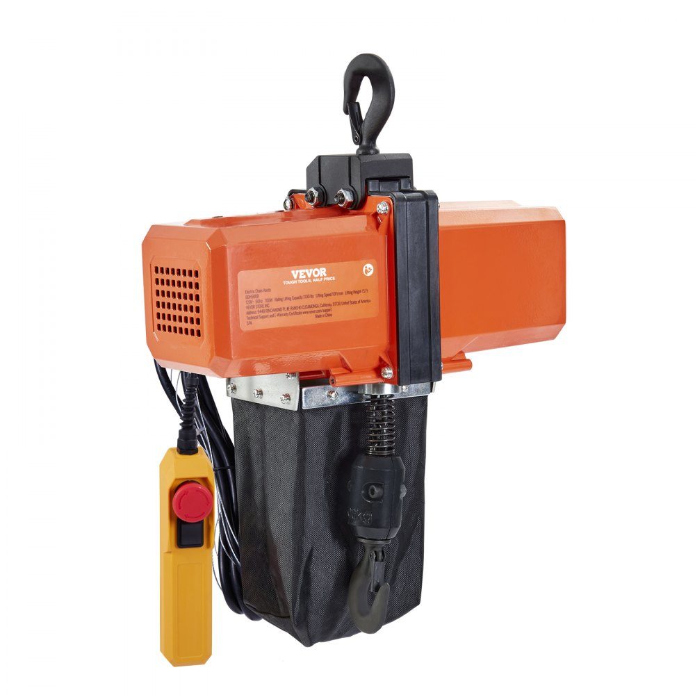 Electric Chain Hoist, 1100 lbs Capacity, 15ft Lift Height, 9.2ft/min. Speed, 230V Single Phase Overhead Crane with G100 Chain, 10ft Cable Remote Control for Garage, Shop, Hotel, Home