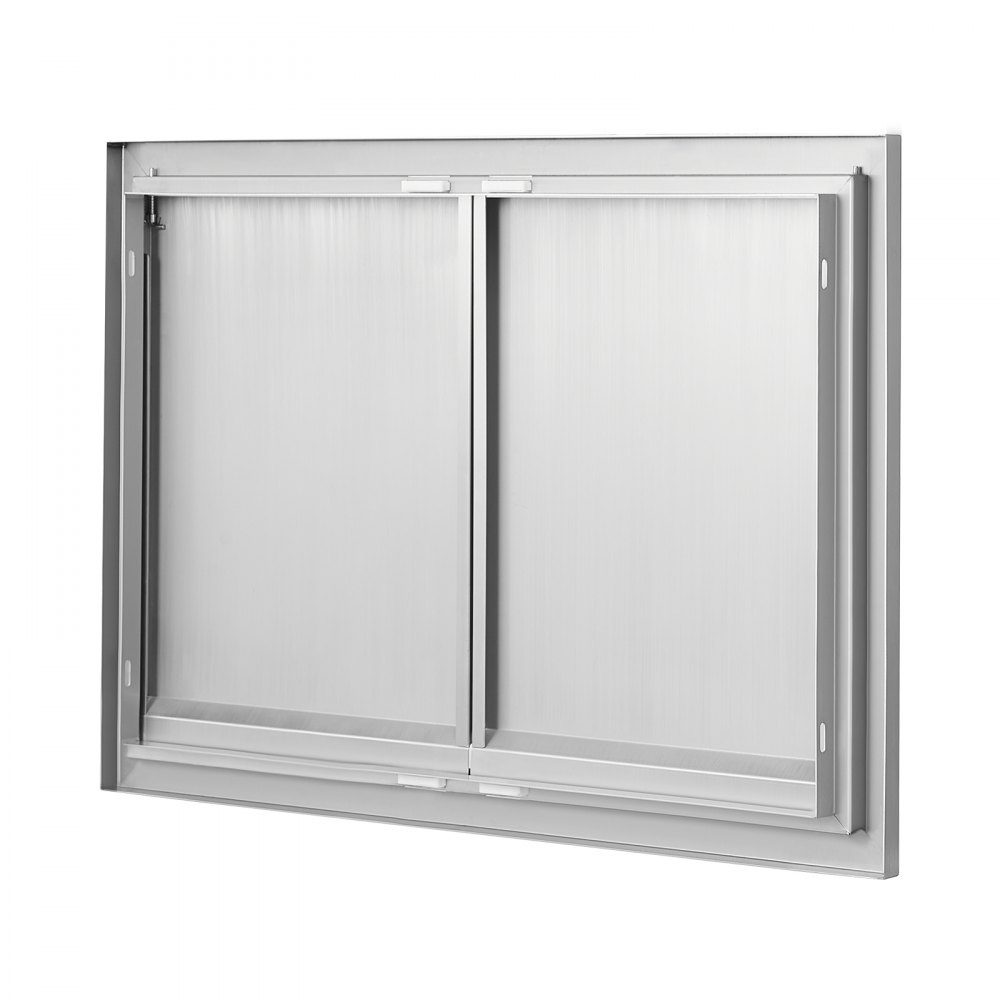 Porte d'accès au gril 762x532x45mm Double porte de cuisine extérieure encastrée en acier inoxydable, porte murale verticale avec poignées rétractables pour Grill Island Grill Station armoire extérieure, etc.